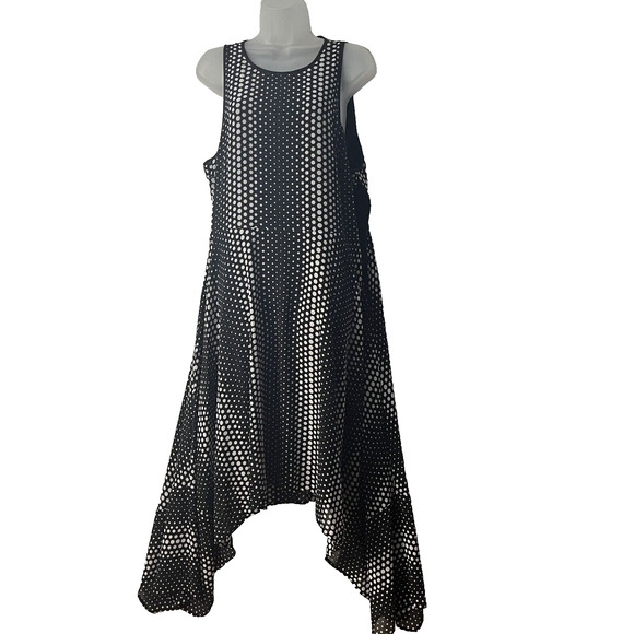 Michael Kors Size 16 Maxi Dress Arailia Asymmetrical Hem Polka Dot Casual Office - Picture 8 of 15